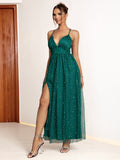 Green Mystic Dazzle High-Slit Prom Dress