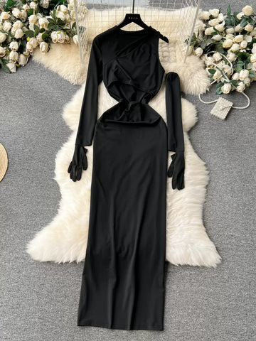 Modern Long Sleeve Black Evening Dress