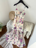 Tie front Vintage Inspired Cream Floral Dress