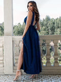 Sapphire Dreams High-Slit Sequin Dress