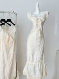 Romantic Off Shoulder Cream Mermaid Style Dress