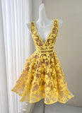 Mustard Lace Delight Yellow Mini Dress