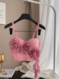 Pink 3D Flower Embellishments Pink Bustier