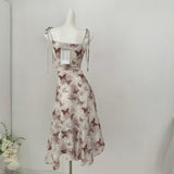 Delicate Butterfly Pattern Chic Sleeveless Dress