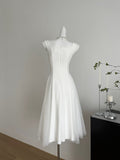 Satin A-Line Silhouette White Dress