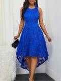 Guipure Lace High Low Halter Neck Backless Dress
