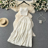 Elegant Springtime Crop Top and Tiered Skirt Set