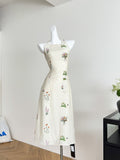 Exquisite Botanical Embellishments Summer Beige Dress
