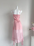 Layered Skirt Chiffon Maxi Pink Dress