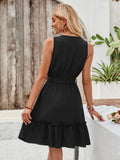 Versatile Black Tiered Skirt Summer Dress