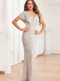 Whimsical Waistline Embrace Sequin Gown