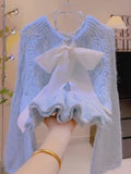 Knit Oversized Back Bow Pastel Sweater