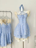 Vintage Inspired Blue Check Dress with Hood