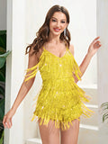 Sparkling Citrus Swing Sequined Flapper Dress