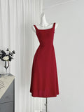 Flattering Fit Red Flared Skirt Dress