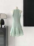 Ruffled Flattering Halter Neck Dress