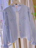 Sweet Bow Cozy Fit Light Blue Cardigan