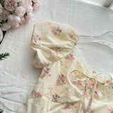 Floral Embroidery Sweet Vintage Inspired Short Dress