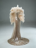 Spaghetti Straps Trumpet Mermaid Champagne Sequin Prom Dress