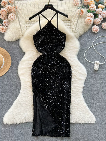 Glamour's Essence Sparkling Halter Dress
