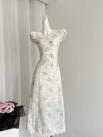 Retro-Inspired Square Neckline Summer Floral Maxi Dress