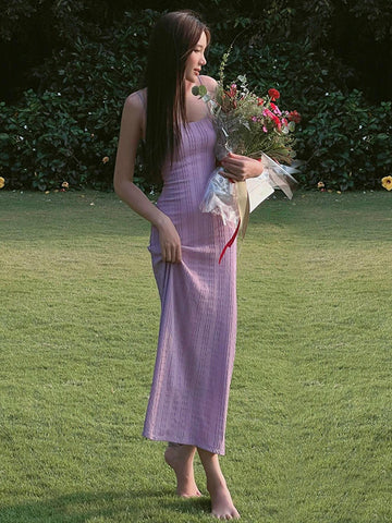 Frenchy Lavender Backless Midi Cami Dress