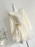 Tulle Ruffle Ivory Coquette Mini Dress