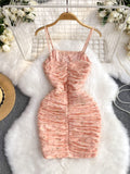 Floral Elegance Pink Ruched Bodycon Dress