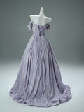 Off The Shoulder Butterfly Purple Tulle Prom Dress