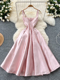 Chic Light Pink Satin Maxi Dress