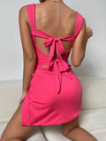 Draped Sleek Sexy Pink Mini Dress