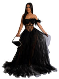 Tulle Off The Shoulder See Through Party Dress