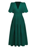 Lush Greenery V-Neck Midi Dress