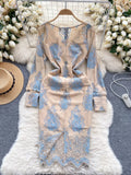 Blue Blossom Lace Long Sleeve Dress