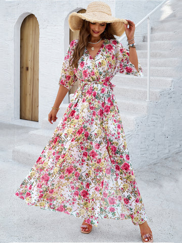 Ivory Rose Flutter Sleeve Maxi Dress