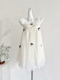 Cute Sheer Tulle Skirt White Dress