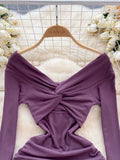 Regal Purple Off-Shoulder Bodycon Dress