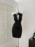 Boasting Gorgeous Rhinestone Short Black Dress