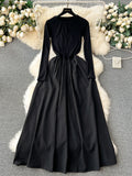 Elegant Black Long Sleeve Timeless Maxi Dress