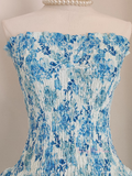 Ruffles Print Short Mini Blue Strapless Homecoming Dress