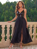 Decadent Twilight Sequin-Infused Prom Dress