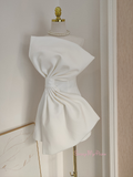 Ruched Satin Mini White Strapless Homecoming Dress