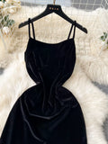 Black Celestial Velvet Cascade Dress