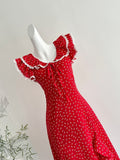 Ruffled Chiffon Asymmetric  Red Dress