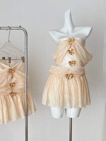 Peach Strapless Mini Dress
