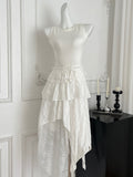 Chic Sleeveless Layered Ruffled White Dress