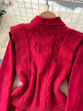 Matching Knit Vest Layered Red Dress