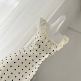 Delicate Lace Vintage-Inspired Polka Dot Dress