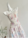 Pastel Floral Pattern Lace Mini Dress