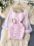 Blush Beauty Romantic Ruched Midi Dress